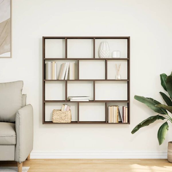 vidaXL Wall Cube Shelf Smoked Oak Engineered Wood Medium Wall Cube Shelf