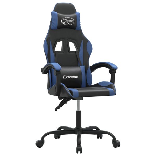 vidaXL Gaming Chair Black and Blue Faux leather, Metal, Plywood Medium
