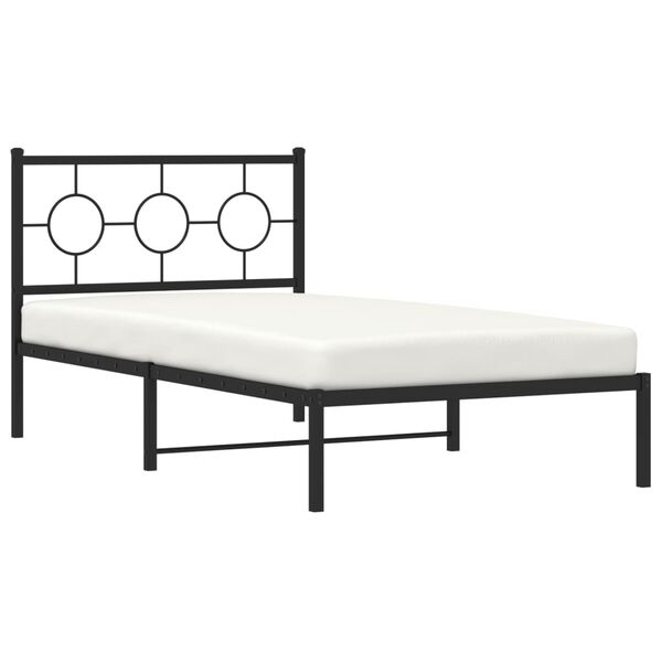 vidaXL Bed Frame Black Powder-Coated Steel Twin Bed Frame Rectangular