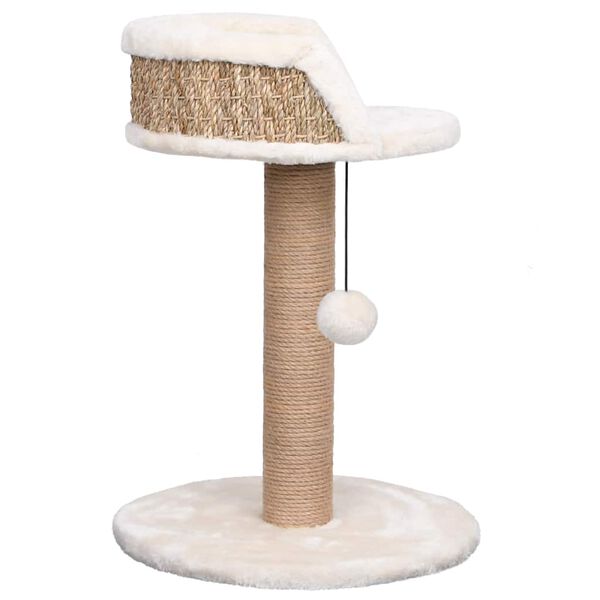 vidaXL Cat Tree Beige Flakeboard, Seagrass, Plush, Jute Compact