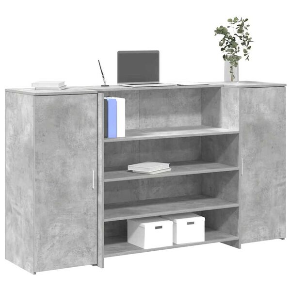 vidaXL Reception Desk Concrete Grey Engineered wood 70.9 x 19.7 x 40.7 in