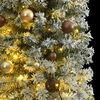 vidaXL Slim Christmas Tree 300 LEDs & Ball Set & Flocked Snow 118.1"