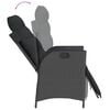 vidaXL Reclining Garden Chair Black PE Rattan, Powder-Coated Steel Medium