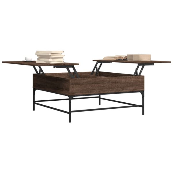 vidaXL Coffee Table Brown Oak Engineered Wood, Metal Medium
