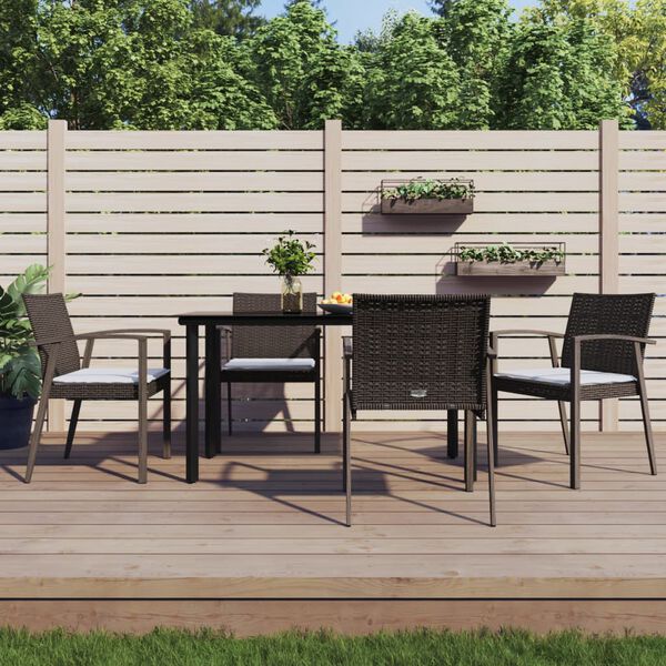 vidaXL Garden Dining Set Brown, Black, Cream White