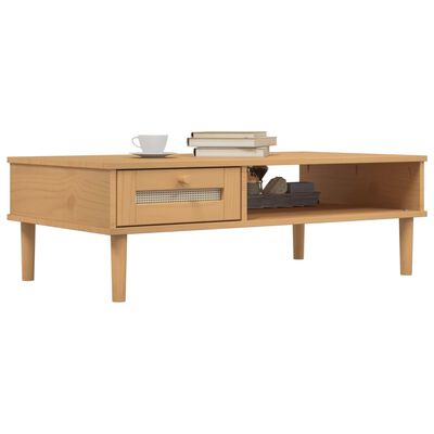 vidaXL Coffee Table SENJA Rattan Look Brown 39.4"x21.7"x13" Solid Wood