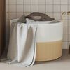 vidaXL Storage Basket Beige and White Woven cotton rope &Oslash;20.1x13.0 in