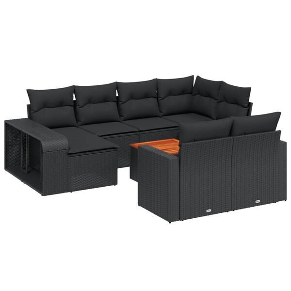 vidaXL Garden Sofa Set Black