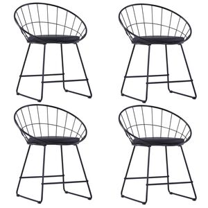vidaXL Dining Chair Set of 4 Black Powder-coated steel Standard