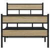 vidaXL Bed Frame Black, Sonoma Oak Iron, Engineered Wood 35 x 78 in