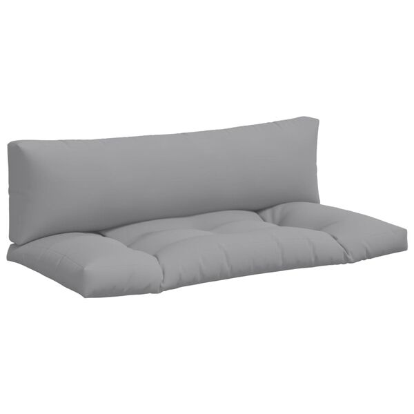 vidaXL Pallet Cushion Set of 2 Grey 100% polyester 43.3 x 22.8 x 3.9 in