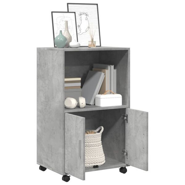 vidaXL Rolling Cabinet Concrete Grey Engineered Wood Medium