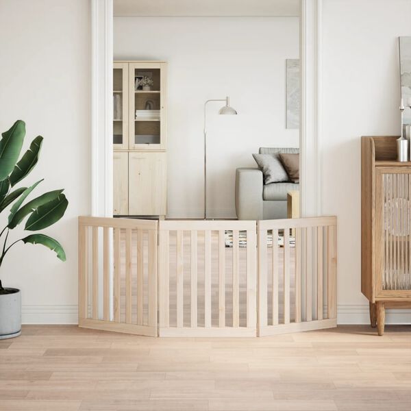 vidaXL Dog Gate Set of 3 Poplar wood Foldable Dog Gate Rectangular