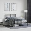 vidaXL Bed Frame Black Powder-Coated Steel Double Bed Frame