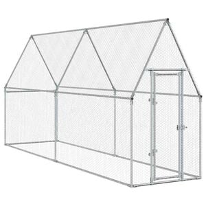 vidaXL Chicken Cage Silver Galvanized Steel 39.4 x 39.4 x 74.8 in