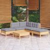 vidaXL Garden Lounge Set Grey Solid pinewood, fabric (100% polyester)