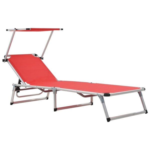 vidaXL Sun Lounger Red Aluminum, Textilene Standard Foldable