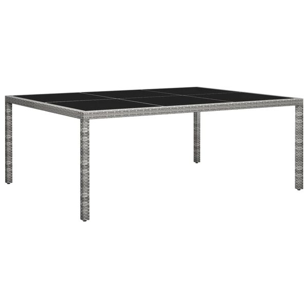 vidaXL Outdoor Dining Table Grey PE rattan, black tempered glass, steel