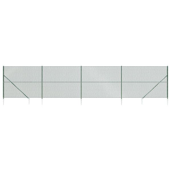vidaXL Chain Link Fence with Spike Anchors Green 7.2x32.8'