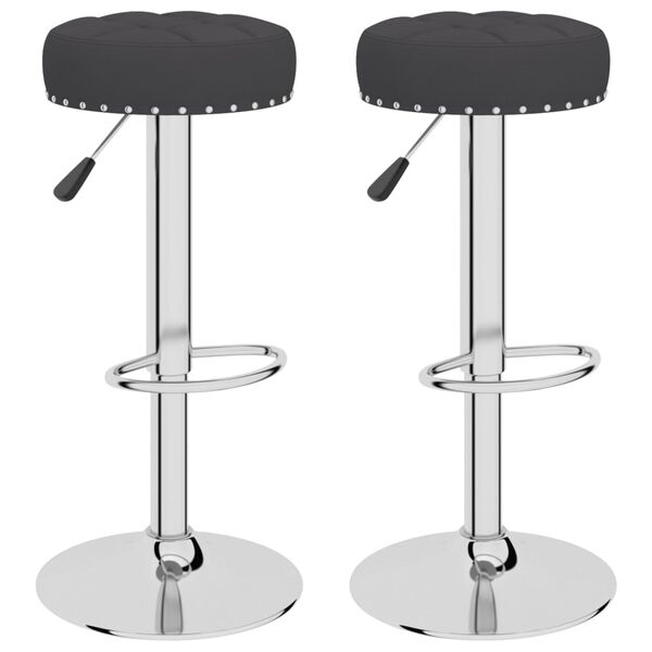 vidaXL Bar Stool Set of 2 Black Polyester, Plywood, Chrome-Finished Steel