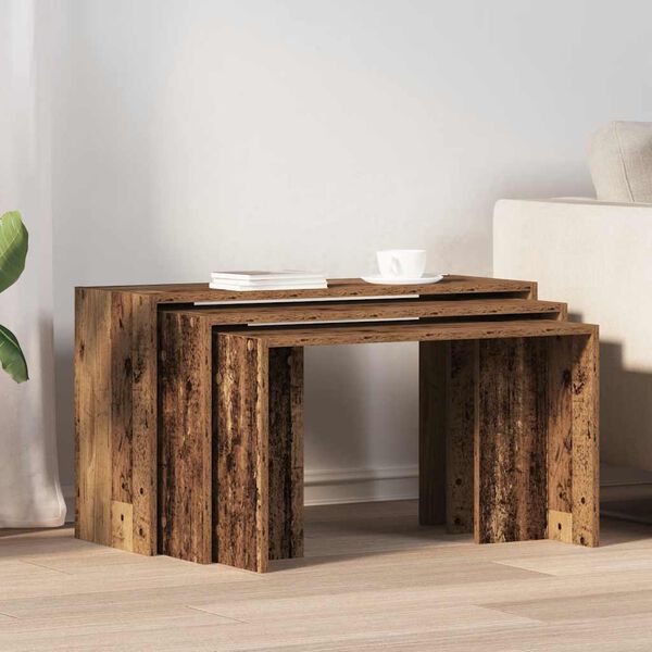 vidaXL Nesting Table Old wood Engineered wood Small, Medium, Large