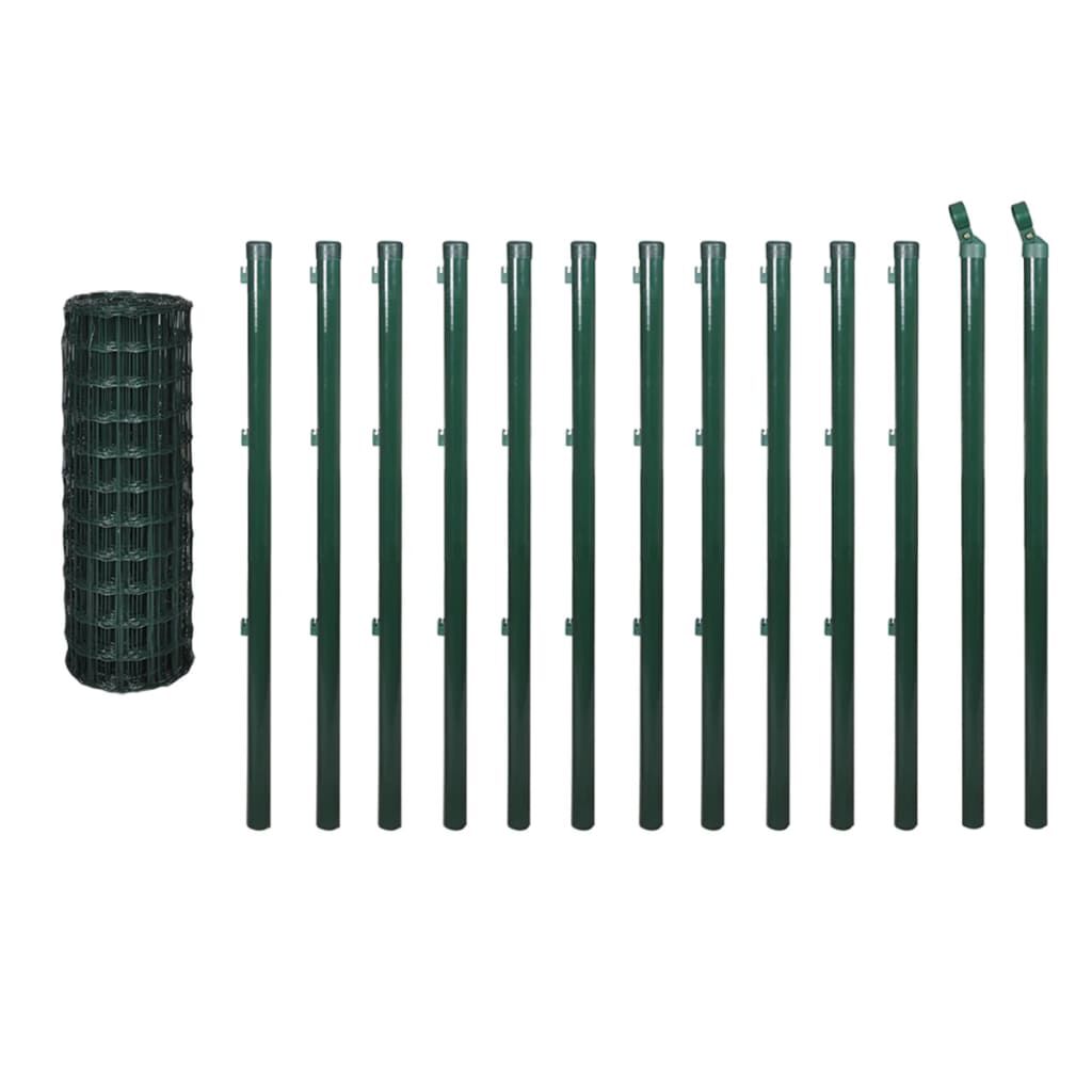 vidaXL Euro Fence Steel 82'x4.9' Green