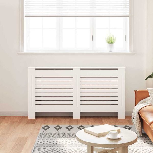 vidaXL Radiator Cover White 59.8"x7.5"x32.1" MDF