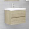 vidaXL Bathroom Furniture Set Sonoma oak, White Engineered wood, Ceramic