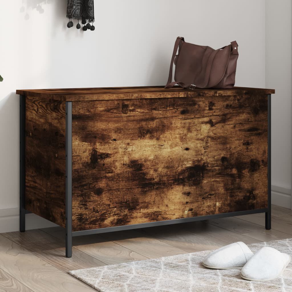 vidaXL Storage Bench Smoked oak Engineered wood, metal Compact