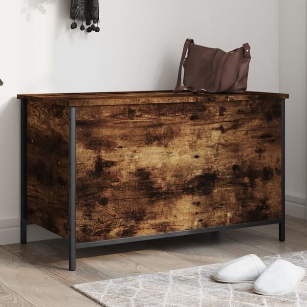 vidaXL Storage Bench Smoked oak Engineered wood, metal Compact