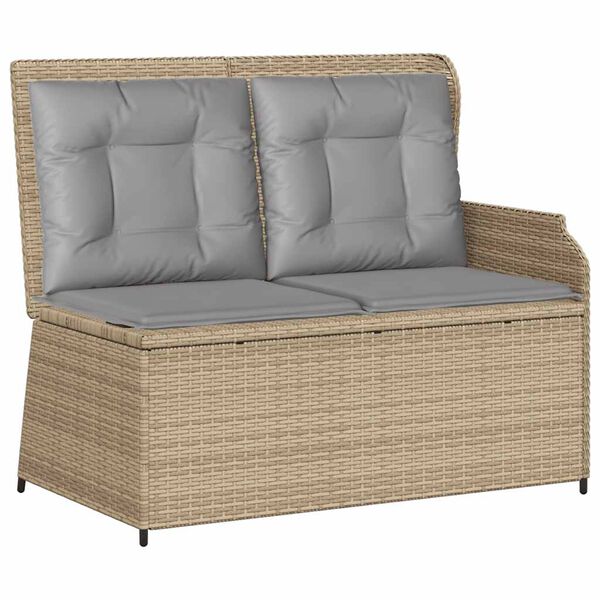 vidaXL Patio Lounge Set Beige and Light Grey Poly Rattan and Acacia Wood
