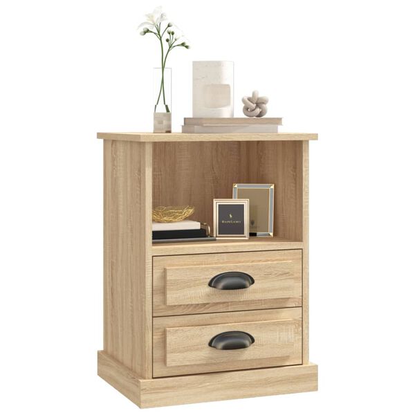 vidaXL Bedside Cabinet Set of 2 Sonoma oak Engineered wood Medium