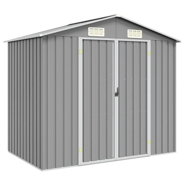 vidaXL Garden Shed Grey Galvanized Steel Large Garden Shed Rectangular