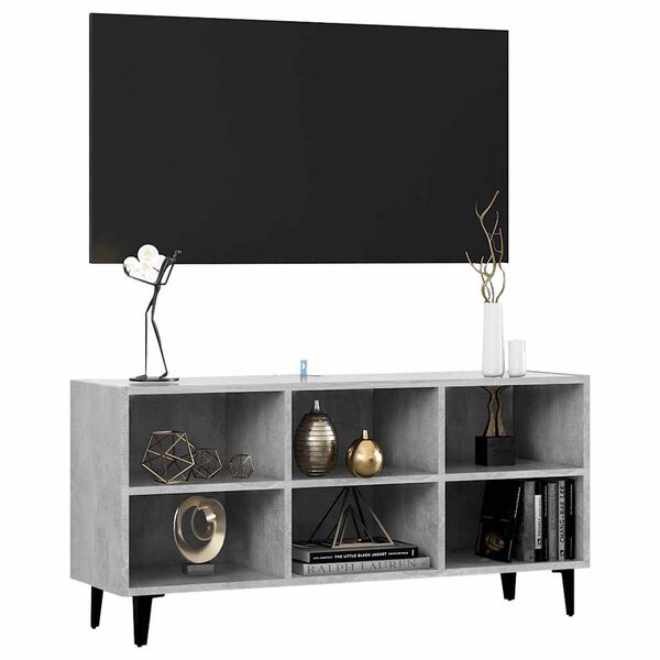 vidaXL TV Stand with Metal Legs Concrete Gray 40.7"x11.8"x19.7"
