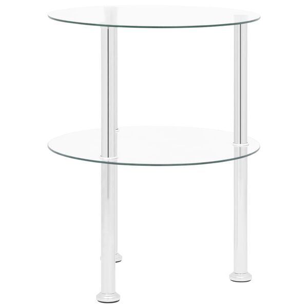 vidaXL Side Table Transparent Tempered glass, Stainless steel Medium