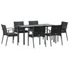 vidaXL 7 Piece Patio Dining Set with Cushions Poly Rattan and Steel