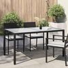 vidaXL Garden Table Black Tempered Glass, Poly Rattan, Powder-Coated Steel