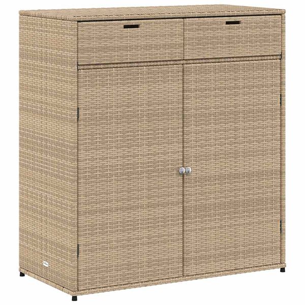 vidaXL Garden Storage Cabinet Beige Poly Rattan Large