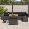 vidaXL Garden Sofa Set with Cushion 9 pcs Black Poly Rattan