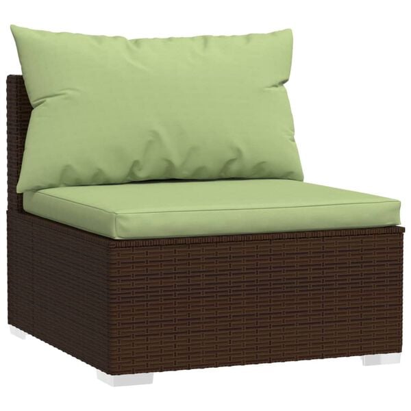 vidaXL Garden Lounge Set Brown with green cushions