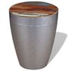 vidaXL Stool Brown, Silver Solid reclaimed wood, Aluminum Compact
