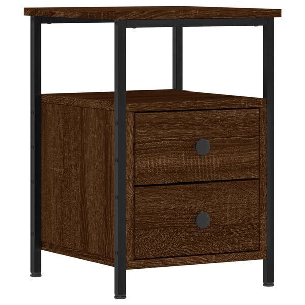 vidaXL Bedside Cabinet Brown Oak Engineered wood, Iron Medium