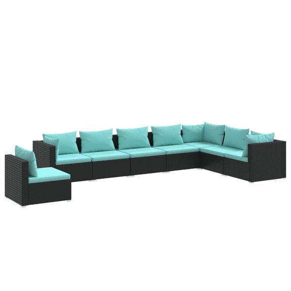 vidaXL Garden Lounge Set Black, Water Blue
