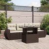 vidaXL Garden Sofa Set Brown PE Rattan, Powder-coated steel, Tempered glass