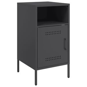 vidaXL Bedside Cabinet Black Cold-rolled steel Medium Adjustable Feet