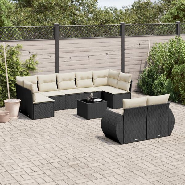 vidaXL Garden Sofa Set Black Poly Rattan Large Modular Garden Sofa Set