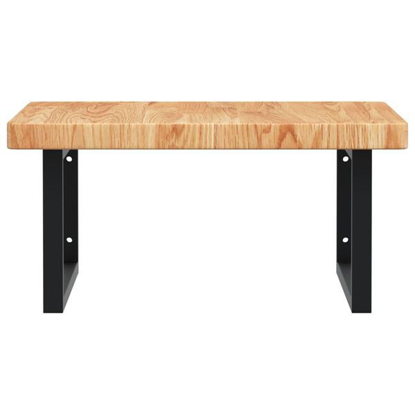 vidaXL Basin Shelf Light brown and black Solid oak wood and steel Medium