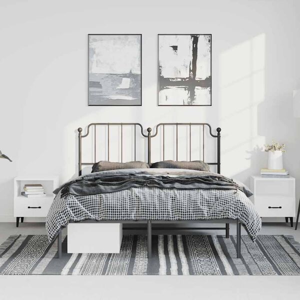 vidaXL Bed Frame Black Powder-coated steel Double Bed Frame