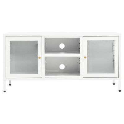 vidaXL TV Stand White 41.3"x13.8"x20.5" Steel and Glass