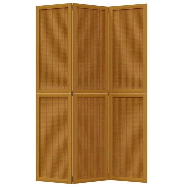 vidaXL Room Divider 3 Panels Brown Solid Wood Paulownia